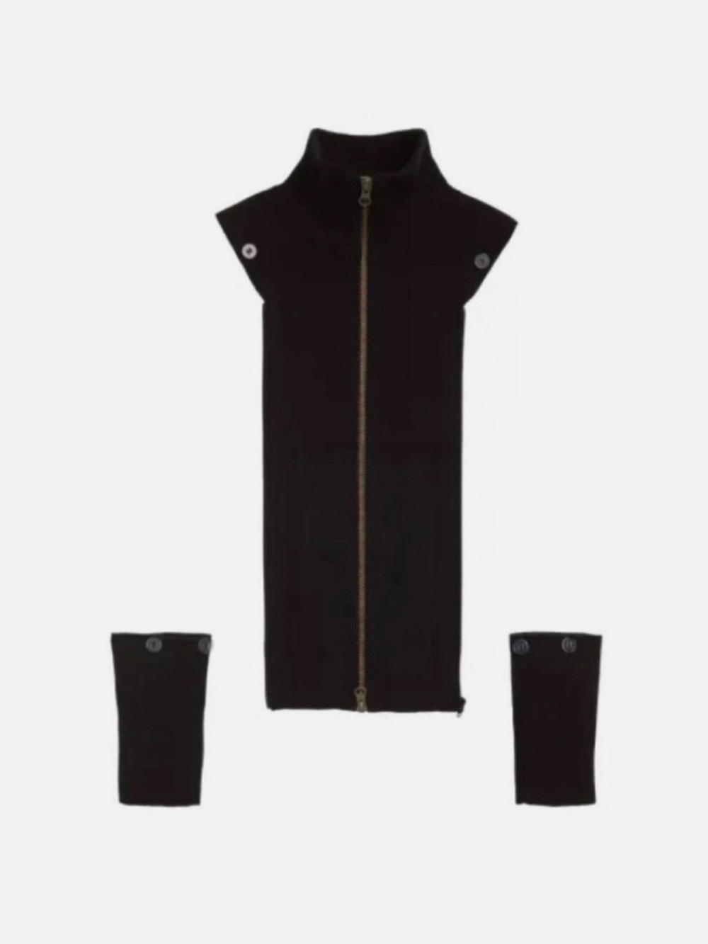 Veronica Beard Black Zip-Front Uptown Cashmere Dickey with cuffs.